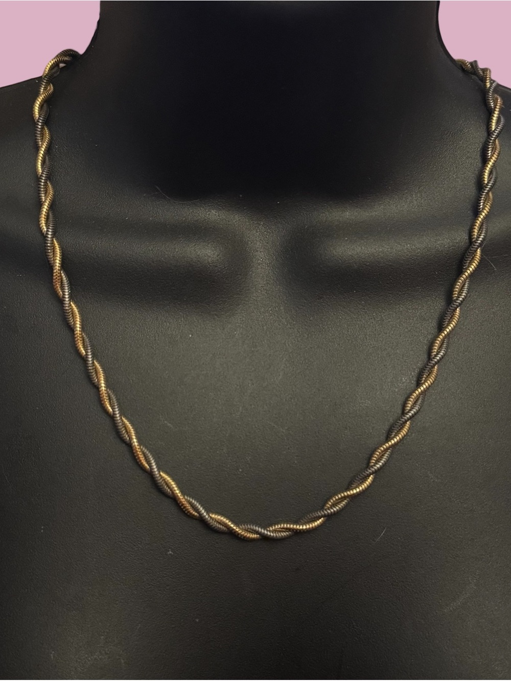 Vintage two tone twisted snake chain necklace